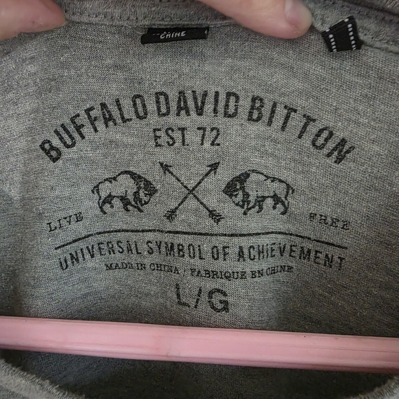 Buffalo David Bitton Gray and Black Logo Long Sleeve Tee - Picture 3 of 6
